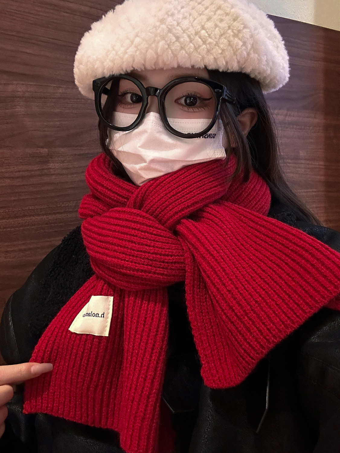 红色含羊毛针织毛线围巾女冬季2025新款百搭韩版加厚保暖防寒围脖,服饰配件/皮带/帽子/围巾,围巾/丝巾/披肩,淘宝优惠券,粉丝福利购,淘宝优惠卷