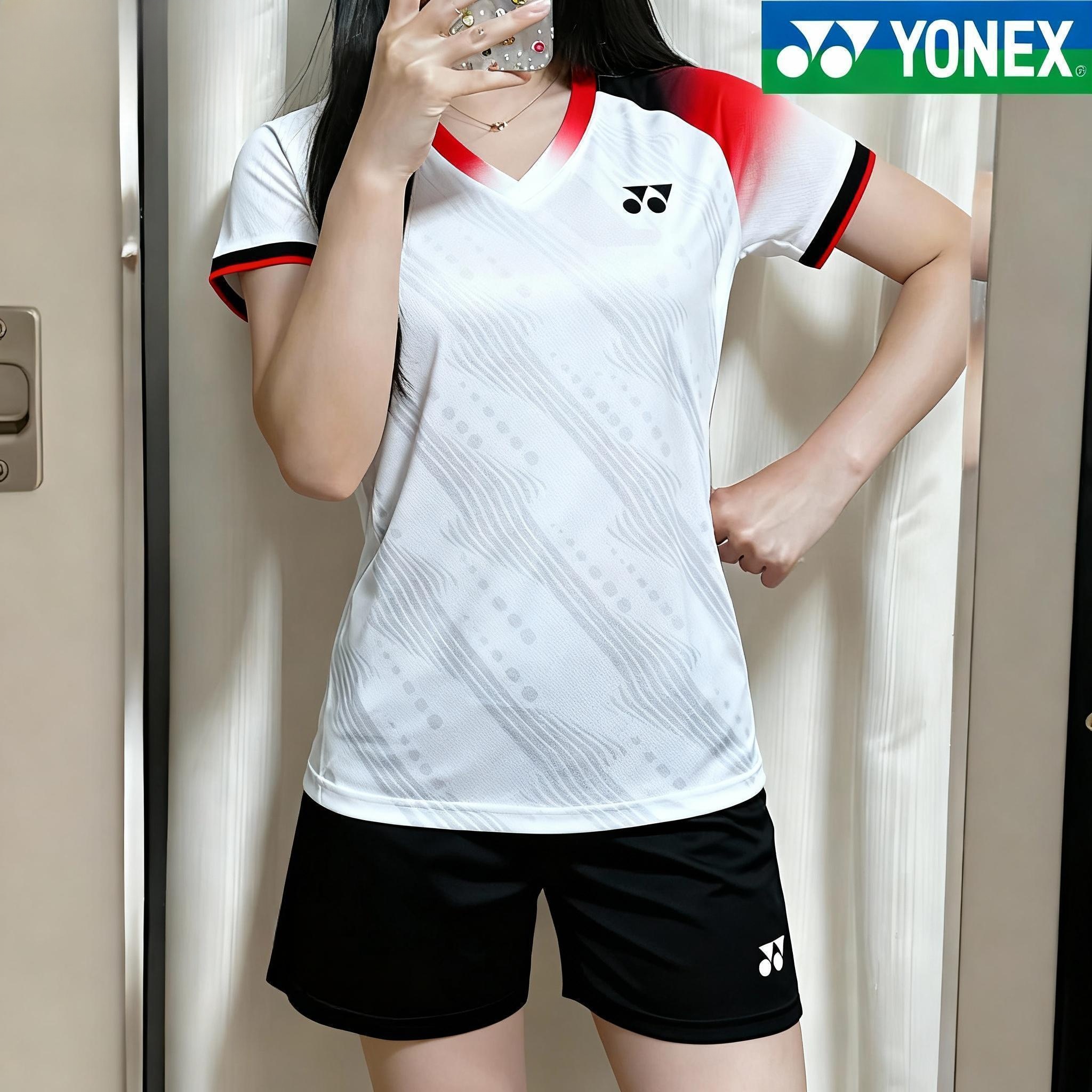 yonex/尤尼克斯男女2024新款羽毛球服比赛训练服套装定制速干短袖