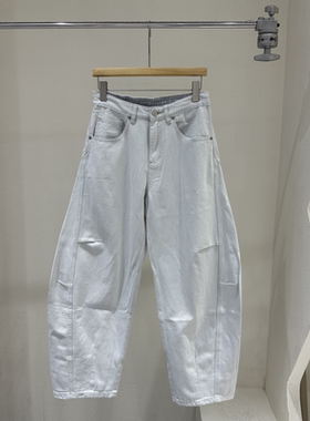 2025秋季新款高腰显瘦阔腿牛仔裤男舒适宽松百搭休闲弯刀裤子白色