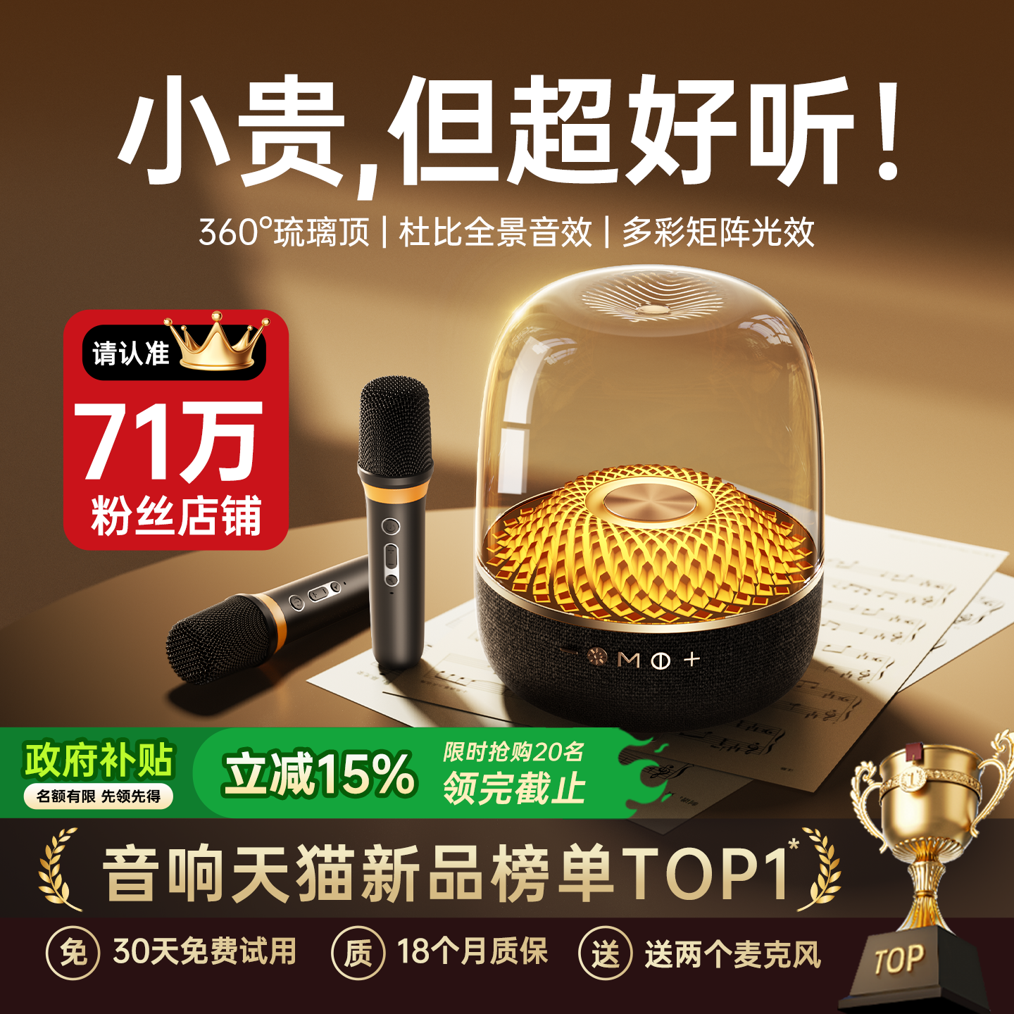 金运话筒音响一体麦克风家用K歌家庭ktv音响箱套装唱歌无线卡拉o