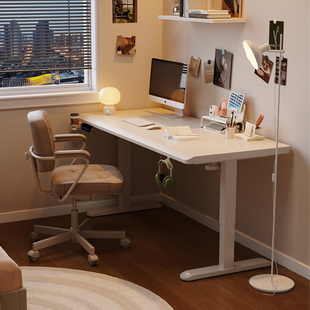 实木电动升降桌智能电脑桌可升降电竞桌子家用学习办公书桌工作台