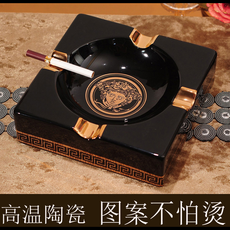 欧式陶瓷黑色水果盘套装干果盒牙签KTV雪茄烟灰缸会所摆垃圾礼品