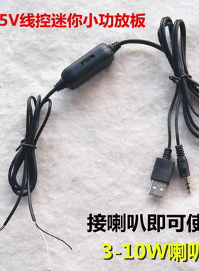USB5V线控迷你小功放板3-10W喇叭专用音频放大器带音量控制双声道