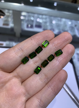 天然长方形透辉石裸石绿色系宝石3×4/4×6/5×7/6×8mm未镶嵌