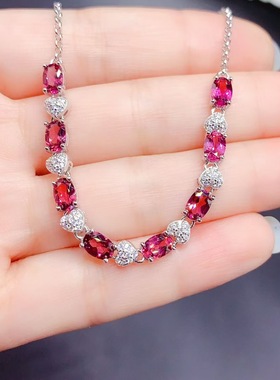 新款天然镁铝石榴石手链925银镶嵌女日韩时尚精美轻奢饰品礼物