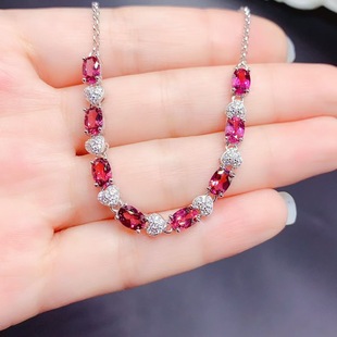 新款 精美轻奢饰品礼物 天然镁铝石榴石手链925银镶嵌女日韩时尚