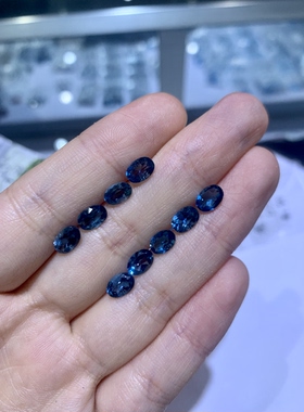 伦敦蓝托帕石椭圆形5×7mm未镶嵌裸石戒面支持定制戒指吊坠耳钉