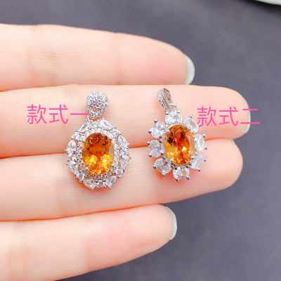 天然黄水晶吊坠925银镶嵌女款轻奢小众高级感锁骨链