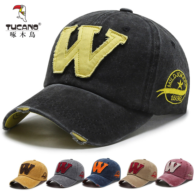 啄木鸟新款刺绣字母水洗鸭舌帽