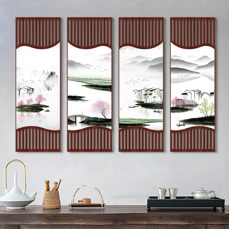 水墨山水风景字画客厅装饰画新中式书房餐厅背景墙画玄关挂画