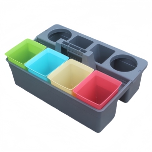 手提清洁工具收纳篮酒店客房医院保洁用杂物蓝双格汉庭分类清洁桶