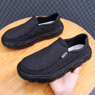 圆头宽脚透气休闲鞋 一脚蹬轻便厚底防滑爸爸鞋 子 老北京男单鞋 春季