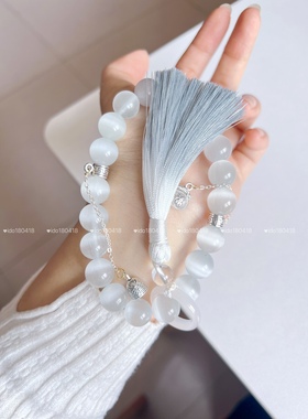 多加手作原创设计【雪域银狐】猫眼手持新中式国风汉服配饰解压