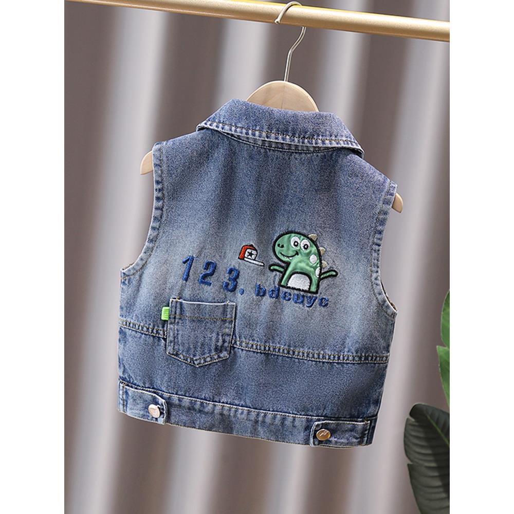 男孩牛仔背心春季和秋季2025新款儿童背心外套男孩春季马甲西式英