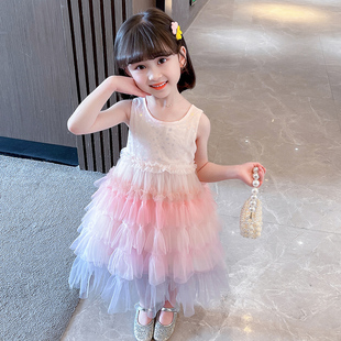女童连衣裙夏季2025新款薄款儿童洋气无袖背心女宝宝夏装公主裙子