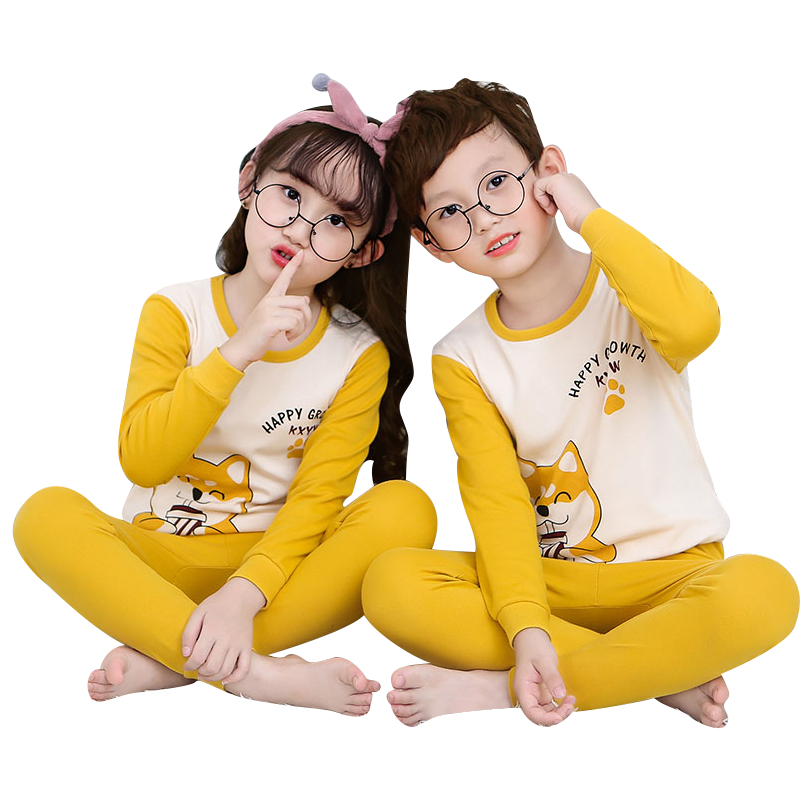 兒童純棉秋衣秋褲套裝男童裝女童寶寶保暖內(nèi)衣中大童全棉小孩睡衣
