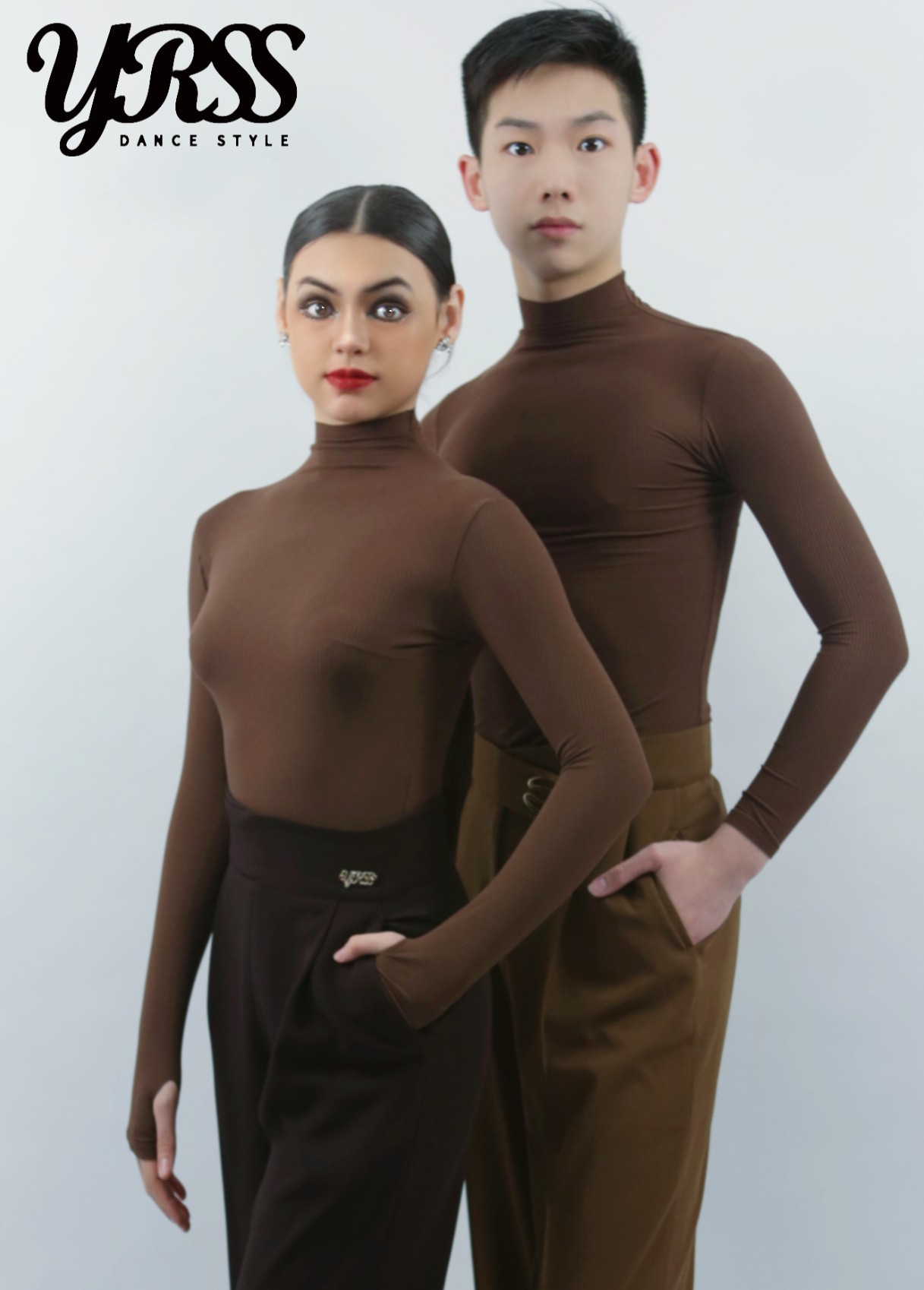 摩登舞服YRSS打底衫长袖长裤咖色