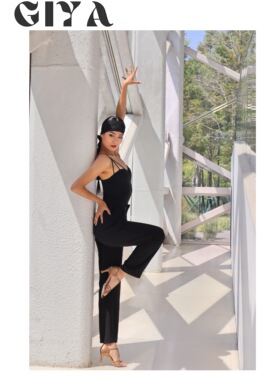 GIYA吉雅三色小V高腰西装裤黑色练习练功服长裤拉丁舞裤垂直压褶