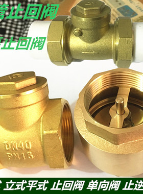 铜卧式立式止回阀水泵水管水表止逆阀弹簧单向阀4分6  1寸DN40 50