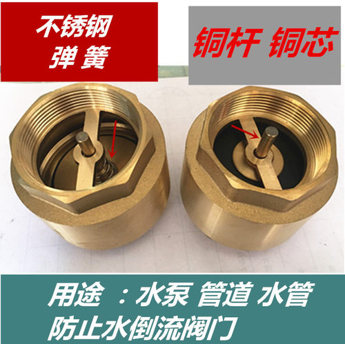 簧铜立式止回阀 弹簧单向阀止逆阀水泵阀4付6分DN40 50 65 80 100