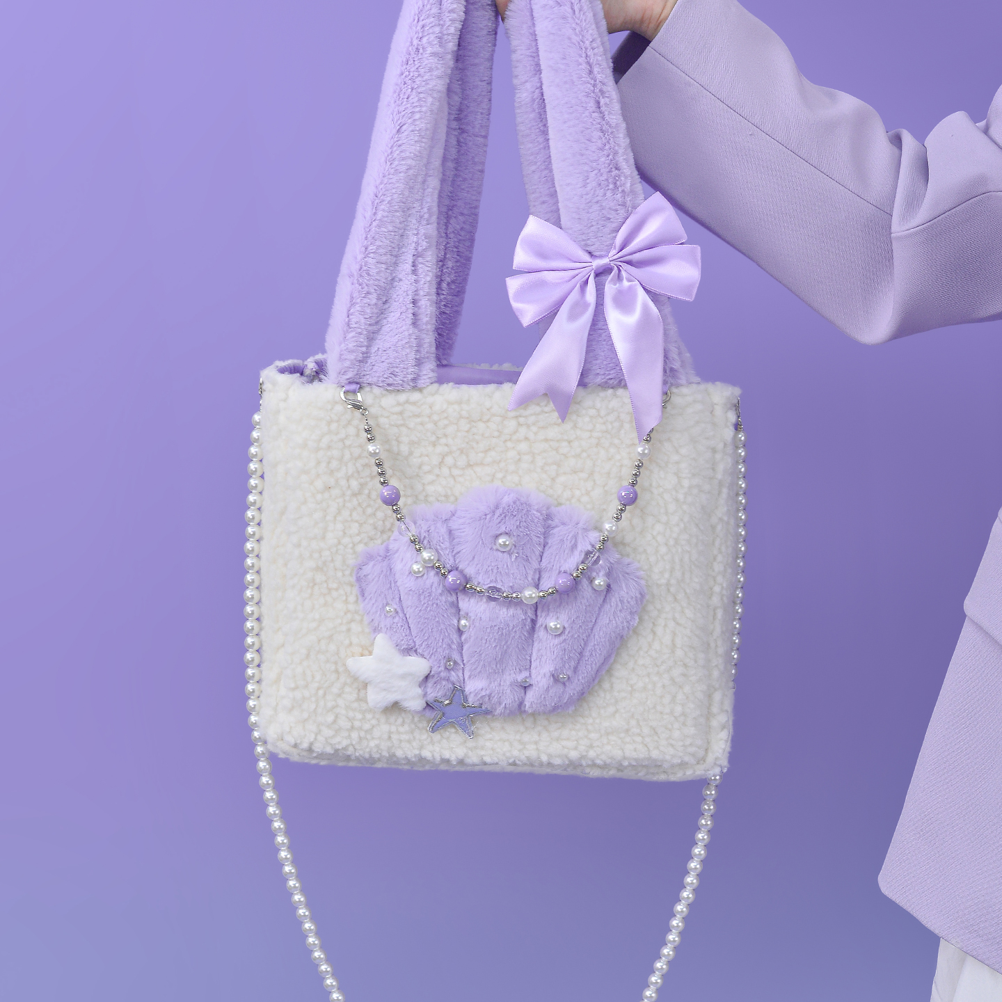 deartea毛绒百搭手提斜挎包