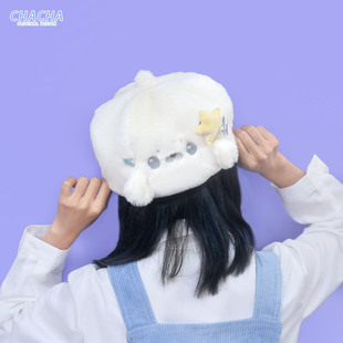 茶茶原创绒帽子2025冬季新品可爱小海豹保暖防寒大头围贝雷帽女生