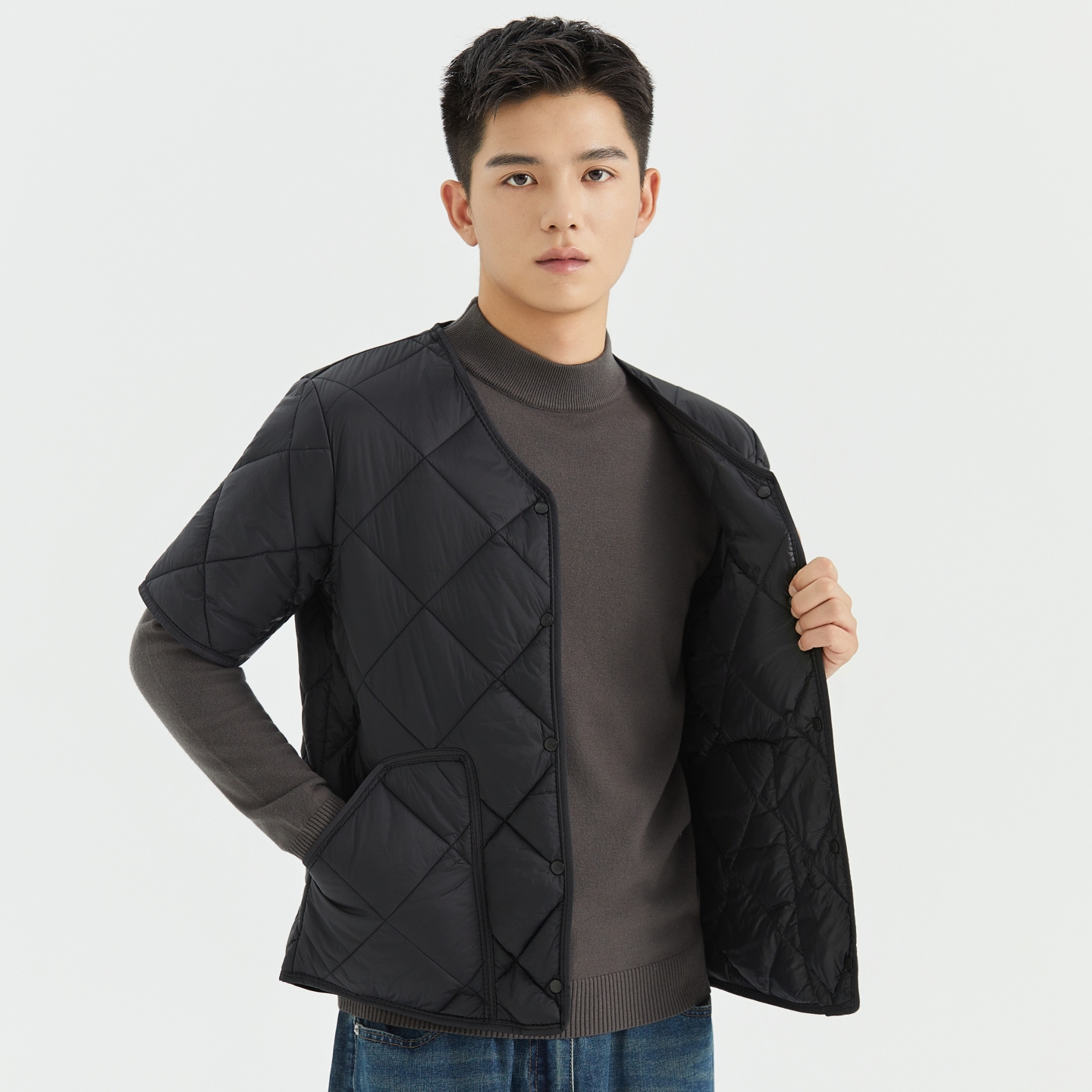 2025秋冬季羽绒棉服短袖内胆男士棉衣轻薄打底半袖马甲男坎肩护肩