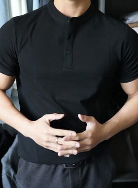 BEESTRONG运动修身短袖弹力立领紧身训练健身服跑步户外休闲上衣