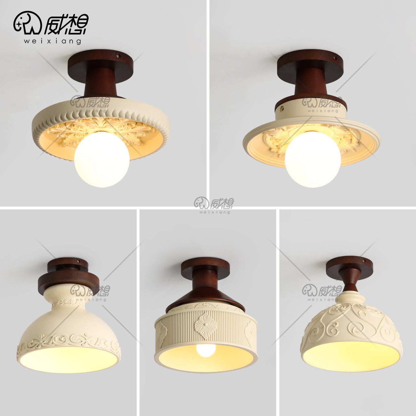 法式浮雕复古吸顶灯创意入户门厅走廊玄关过道灯中古衣帽间阳台灯