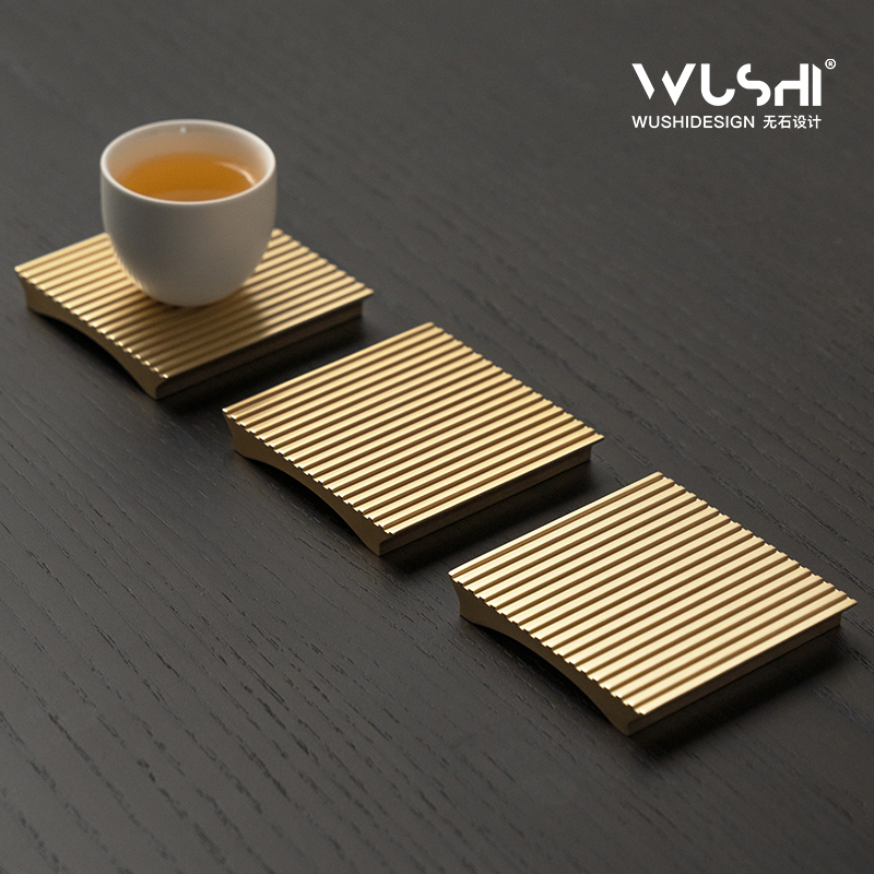 无石设计茶杯垫高级感金色茶杯托