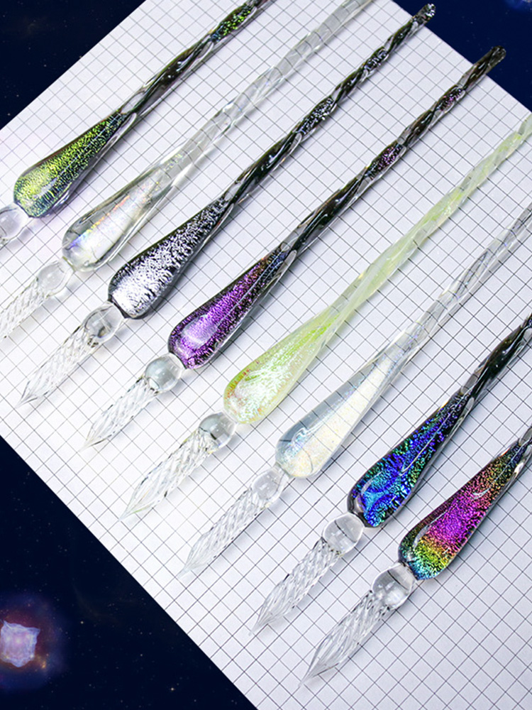 玻璃蘸水笔星空渐变色水晶沾水