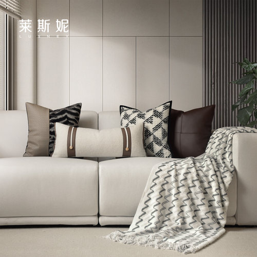 沙发靠枕客厅2025新款靠枕轻奢高级感皮革沙发客厅抱枕高端靠垫