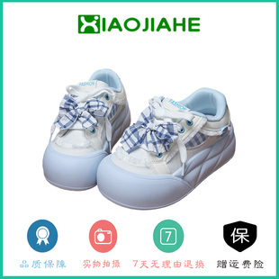 面包鞋 女童蝴蝶结大头板鞋 百搭厚底户外小白鞋 2025年新款 女款