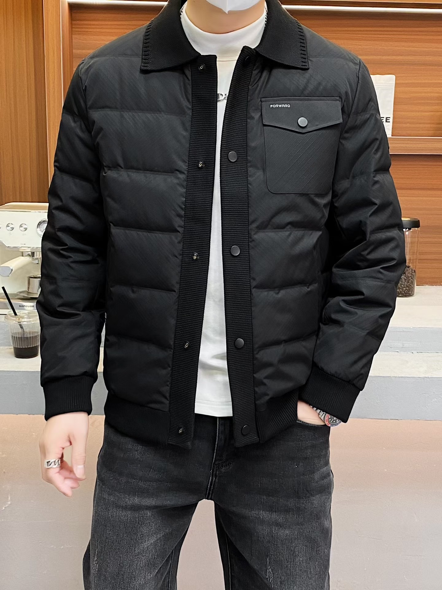 高端品牌2025冬季新款男士翻领轻薄羽绒服百搭外套休闲羽绒服男