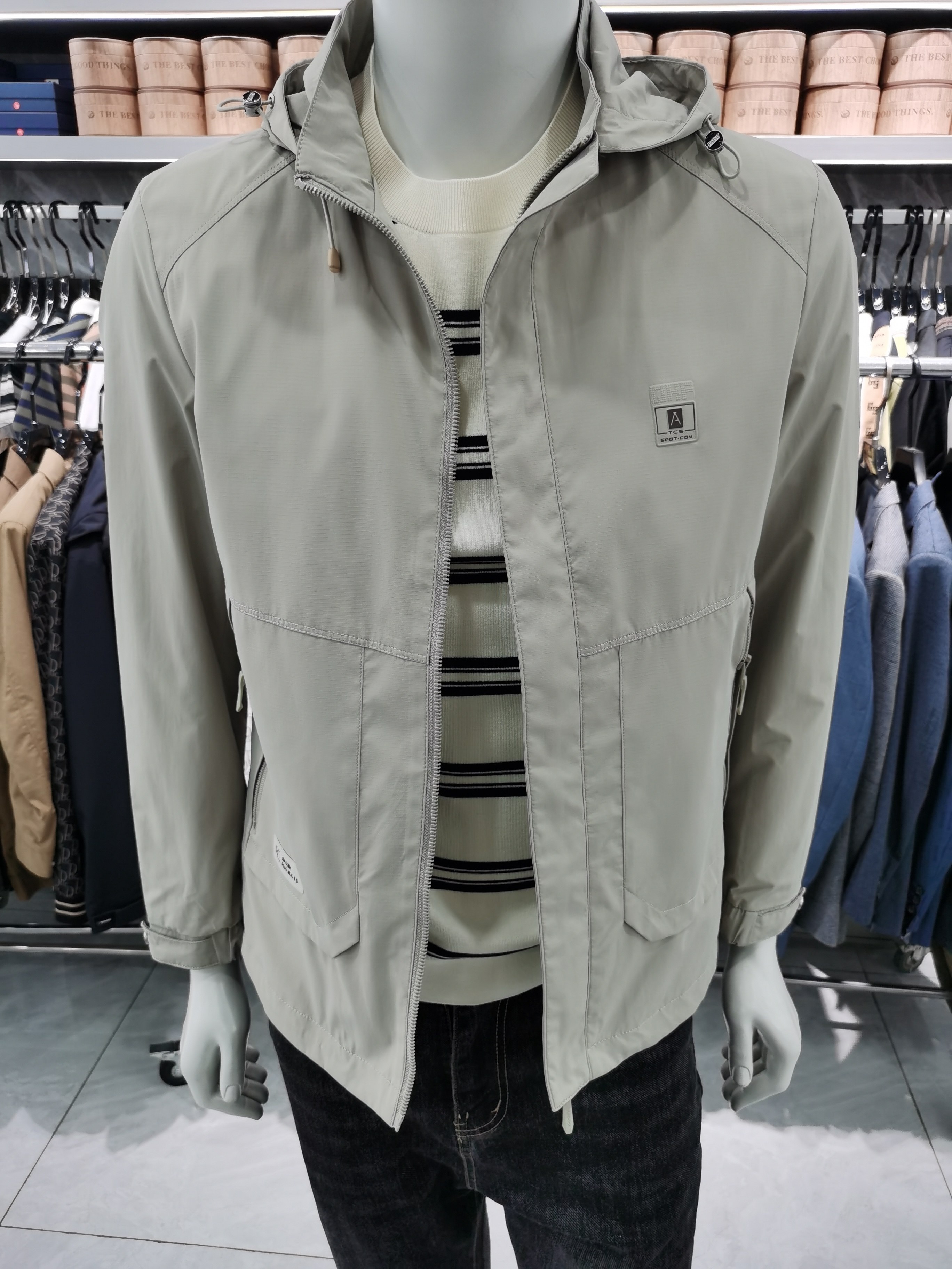 高端品牌春秋新款男士立领夹克撞色百搭休闲外套上衣男潮流夹克男