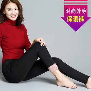 外穿棉裤女加绒加厚东北黑色锦纶光面保暖裤加肥加大码冬季妈妈装
