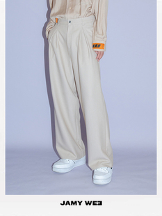 清仓特价JAMY WEE 浅驼色直筒宽松休闲西装裤