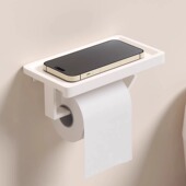 化妆室纸巾架壁挂式 厕所纸巾盒浴室免打孔奶白卫生纸盒洗手间卷筒