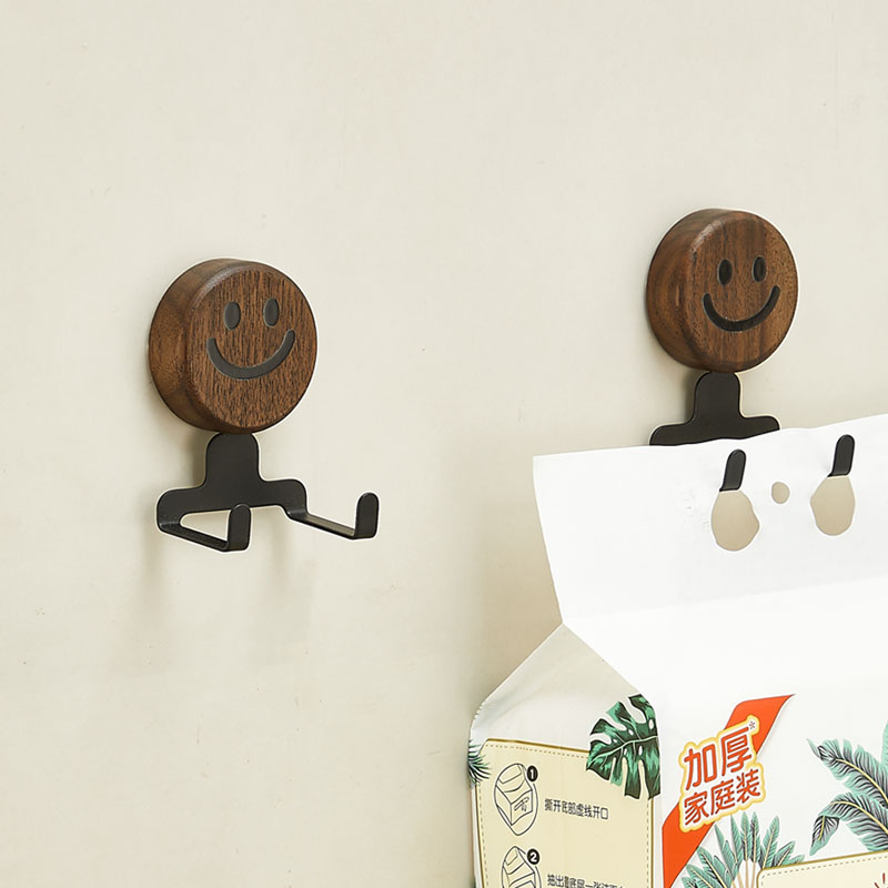 胡桃木挂钩免打孔浴室洗脸巾粘钩