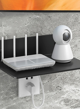 免打孔wifi机顶盒支架墙面托架小 铝合金墙上监控路由器置物架l型