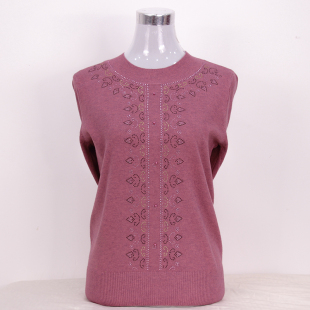 针织衫 中年妈妈秋冬新款 套头特大码 毛衣中老年妈妈装 上衣 圆领薄款