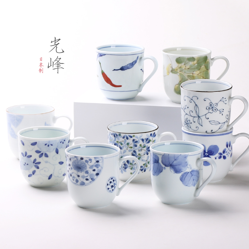 进口日式风釉下彩陶瓷水杯