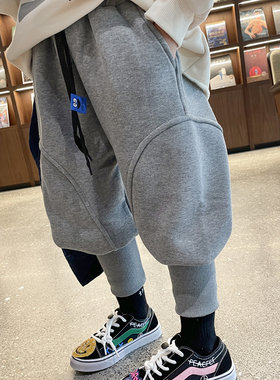 男童休闲长裤一体绒加厚束脚裤2021秋冬新款幼儿园裤子男孩靴裤潮