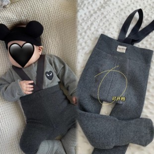 韩婴儿秋冬装宝宝举重裤加绒大pp背带裤宝宝连裤袜男女童打底裤