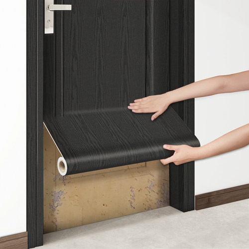 门贴纸木门翻新自粘防水防潮旧门遮丑木纹壁纸门框包边门改色贴膜