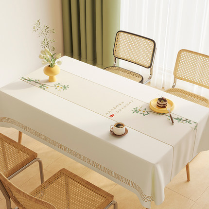 中式风小羊皮桌布防水防油免洗长方形餐桌布台布桌面保护垫茶几布