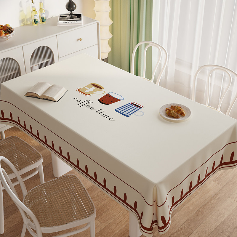 奶油风桌布防水防油免洗餐桌布长方形台布PVC加厚茶几布2025新款,居家布艺,桌布,淘宝优惠券,粉丝福利购,淘宝优惠卷