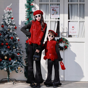 TOTObaby儿童新中式 复古国风旗袍背心小女孩拜年服外套毛球马甲