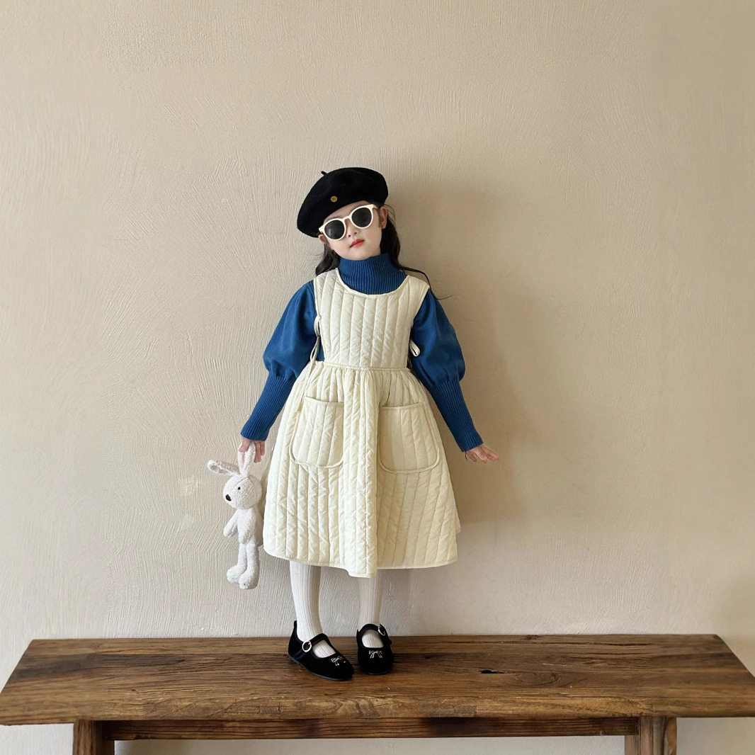 TOTObaby2025冬装女童韩版绗线夹棉背心裙宝宝洋气系带A字连衣裙,童装/婴儿装/亲子装,连衣裙,淘宝优惠券,粉丝福利购,淘宝优惠卷