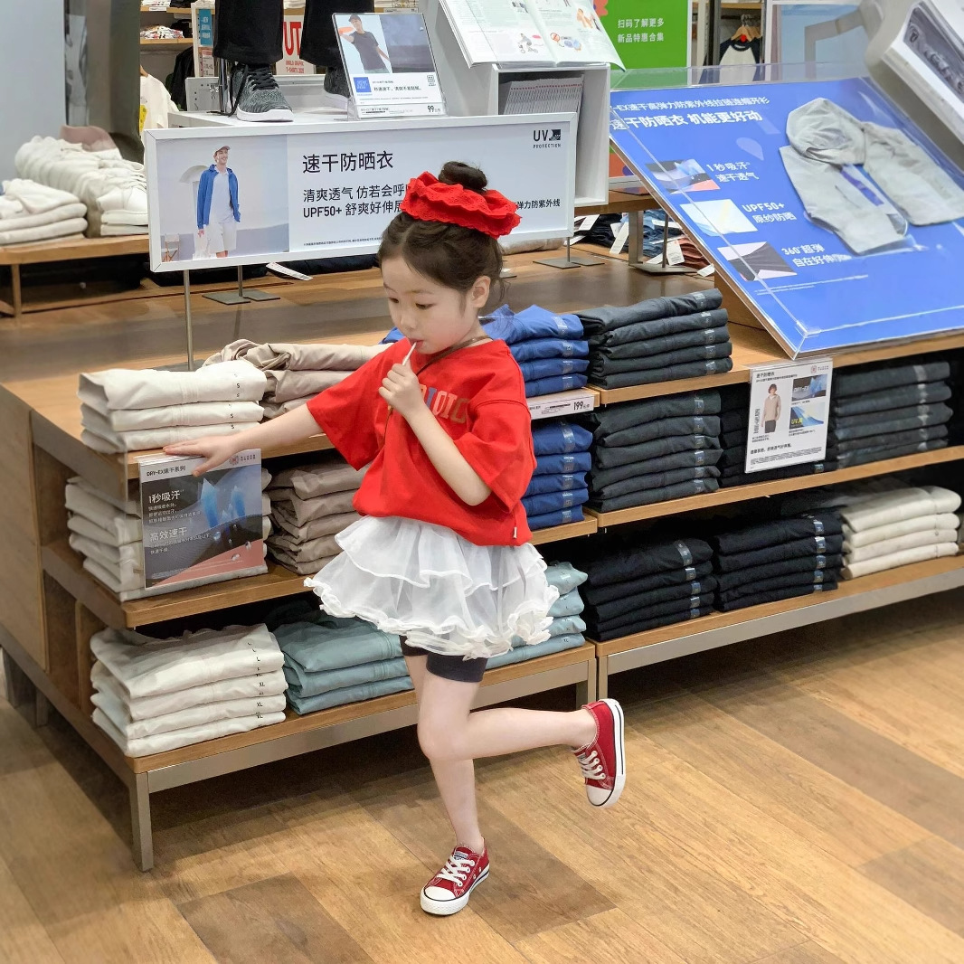 TOTObaby夏季女童韩版字母印花短袖T恤儿童时髦叠穿屁帘打底裤潮
